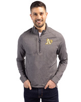 Athletics Cutter & Buck Adapt Eco Knit Heather Mens Big & Tall Quarter Zip Pullover Black Heather Front