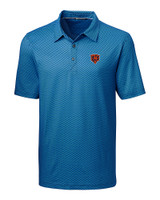 Chicago Bears Historic Cutter & Buck Pike Mini Pennant Print Stretch Mens Polo Liberty Navy Mannequin