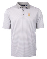 San Diego Padres Cutter & Buck Virtue Eco Pique Micro Stripe Recycled Mens Polo POLWH_MANN_HG 1
