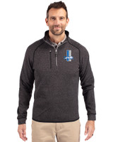 Detroit Lions Historic Cutter & Buck Mainsail Sweater-Knit Mens Half Zip Pullover Jacket Charcoal Heather Front