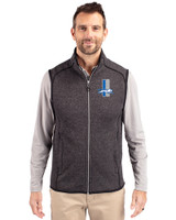 Detroit Lions Historic Cutter & Buck Mainsail Sweater-Knit Mens Big and Tall Full Zip Vest Charcoal Heather Front