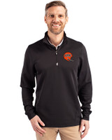 Cincinnati Bengals Historic Cutter & Buck Traverse Stretch Eco Quarter Zip Mens Big and Tall Pullover Black Front