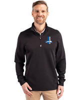 Detroit Lions Historic Cutter & Buck Traverse Stretch Eco Quarter Zip Mens Big and Tall Pullover Black Front