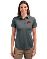 Buffalo Bills Historic Cutter & Buck Prospect Eco Textured Stretch Recycled Womens Short Sleeve Polo Elemental Grey Front