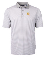 San Diego Padres Cutter & Buck Virtue Eco Pique Micro Stripe Recycled Mens Big & Tall Polo POLWH_MANN_HG 1