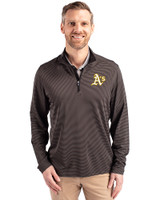 Athletics Cutter & Buck Virtue Eco Pique Micro Stripe Recycled Mens Big & Tall Quarter Zip Black/Elemental Grey Front