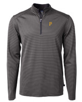 Pittsburgh Pirates Cutter & Buck Virtue Eco Pique Micro Stripe Recycled Mens Big & Tall Quarter Zip BLEG_MANN_HG 1