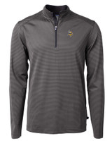 Minnesota Vikings Cutter & Buck Virtue Eco Pique Micro Stripe Recycled Mens Big & Tall Quarter Zip BLEG_MANN_HG 1