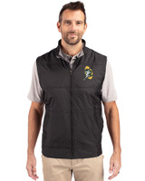 Green Bay Packers Historic Cutter & Buck Stealth Hybrid Quilted Mens Windbreaker Vest Black Front