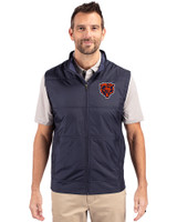 Chicago Bears Historic Cutter & Buck Stealth Hybrid Quilted Mens Windbreaker Vest Liberty Navy Front
