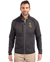 Green Bay Packers Historic Cutter & Buck Mainsail Sweater-Knit Mens Big and Tall Full Zip Jacket Charcoal Heather Front