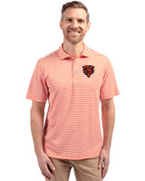Chicago Bears Historic Cutter & Buck Virtue Eco Pique Stripe Recycled Mens Polo College Orange Front