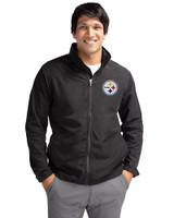 Pittsburgh Steelers Cutter & Buck Charter Eco Recycled Mens Full-Zip Jacket Black Front