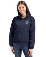 Tennessee Titans Cutter & Buck Charter Eco Recycled Womens Full-Zip Jacket Navy Blue Front