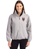 New York Mets Cutter & Buck Charter Eco Recycled Womens Full-Zip Jacket Polished Medium Gray Front