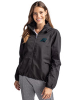 Carolina Panthers Cutter & Buck Charter Eco Recycled Womens Full-Zip Jacket Black Front