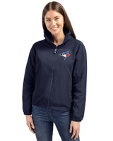 Toronto Blue Jays Cutter & Buck Charter Eco Recycled Womens Full-Zip Jacket Navy Blue Front