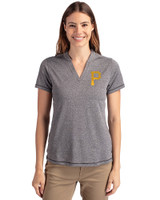 Pittsburgh Pirates Cutter & Buck Forge Eco Heathered Stretch Womens Blade Top Charcoal Heather Front