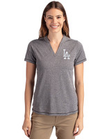 Los Angeles Dodgers Cutter & Buck Forge Eco Heathered Stretch Womens Blade Top Charcoal Heather Front