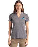 Detroit Lions Cutter & Buck Forge Recycled Four-Way Stretch Heathered Womens Blade Top Charcoal Heather Front