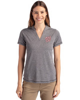 Washington Nationals Cutter & Buck Forge Eco Heathered Stretch Womens Blade Top Charcoal Heather Front