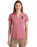 Atlanta Falcons Historic Cutter & Buck Forge Eco Heathered Stretch Womens Blade Top Cardinal Red Heather Front