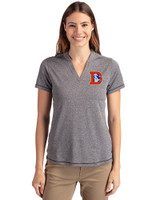 Denver Broncos Historic Cutter & Buck Forge Recycled Four-Way Stretch Heathered Womens Blade Top Charcoal Heather Front