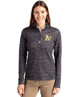 Athletics Cutter & Buck Traverse Stretch Eco Camo Print Quarter Zip Womens Pullover Black Front