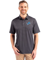 Detroit Lions Cutter & Buck Pike Banner Print Stretch Mens Polo Black Front