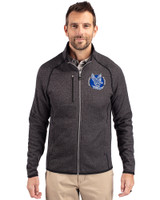 Air Force Falcons College Vault Cutter & Buck Mainsail Sweater-Knit Mens Full Zip Jacket Charcoal Heather Front