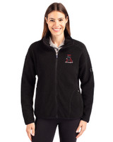 Alabama Crimson Tide College Vault Cutter & Buck Cascade Eco Fleece Womens Full Zip Jacket Black Front