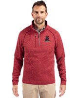 Alabama Crimson Tide College Vault Cutter & Buck Mainsail Sweater-Knit Mens Half Zip Pullover Jacket Cardinal Red Heather Front