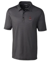Alabama Crimson Tide College Vault Cutter & Buck Pike Mini Pennant Print Stretch Mens Polo Black Mannequin