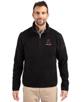 Alabama Crimson Tide College Vault Cutter & Buck Cascade Eco Sherpa Fleece Mens Big & Tall Quarter Zip Jacket Black Front