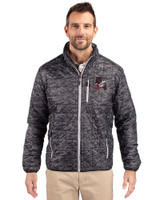 Arkansas Razorbacks College Vault Cutter & Buck Rainier PrimaLoft® Mens Eco Insulated Full Zip Printed Puffer Jacket Black Front