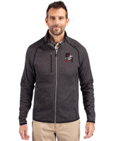 Arkansas Razorbacks College Vault Cutter & Buck Mainsail Sweater-Knit Mens Big and Tall Full Zip Jacket Charcoal Heather Front