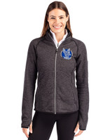 Air Force Falcons College Vault Cutter & Buck Mainsail Sweater-Knit Womens Full Zip Jacket Charcoal Heather Front