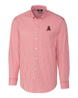 Alabama Crimson Tide College Vault Cutter & Buck Easy Care Stretch Gingham Mens Big and Tall Long Sleeve Dress Shirt Cardinal Red Mannequin