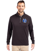 Air Force Falcons College Vault Cutter & Buck Adapt Eco Knit Stretch Recycled Mens Big and Tall Quarter Zip Pullover Black Front