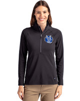 Air Force Falcons College Vault Cutter & Buck Adapt Eco Knit Stretch Recycled Womens Half Zip Pullover Black Front