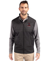 Alabama Crimson Tide College Vault Cutter & Buck Stealth Hybrid Quilted Mens Big and Tall Full Zip Windbreaker Jacket Black Front