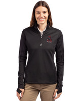Alabama Crimson Tide College Vault Cutter & Buck Traverse Stretch Eco Quarter Zip Womens Pullover Black Front