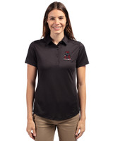 Alabama Crimson Tide College Vault Cutter & Buck Prospect Eco Textured Stretch Recycled Womens Short Sleeve Polo Black Front