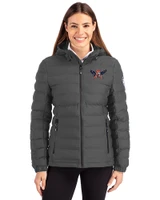 Auburn Tigers College Vault Cutter & Buck Mission Ridge Repreve® Recycled Insulated Puffer Womens Full Zip Jacket Elemental Grey Front