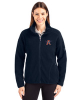 Auburn Tigers College Vault Cutter & Buck Cascade Eco Fleece Womens Full Zip Jacket Navy Blue Front