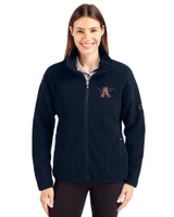 Auburn Tigers College Vault Cutter & Buck Cascade Epic Comfort Recycled Sherpa Fleece Womens Full Zip Jacket Navy Blue Front