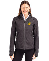 Baylor Sailor Bear College Vault Cutter & Buck Mainsail Sweater-Knit Womens Full Zip Jacket Charcoal Heather Front