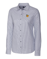 Baylor Sailor Bear College Vault Cutter & Buck Stretch Oxford Stripe Womens Long Sleeve Dress Shirt CC_MANN_HG 