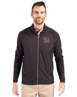 Clemson Tigers College Vault Cutter & Buck Adapt Eco Knit Hybrid Recycled Mens Full Zip Jacket Black Front