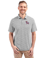 Clemson Tigers College Vault Cutter & Buck Virtue Eco Pique Botanical Print Recycled Mens Polo Black Front
